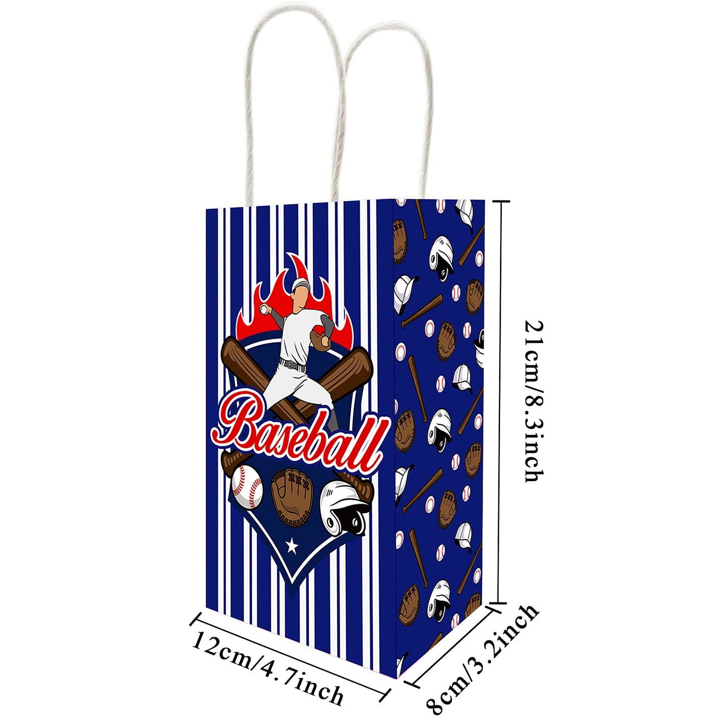 Chiazllta 12 Pcs Baseball Party Treat Bag Baseball Gift Goodie Favor Bags With Handle For Baseball Theme Birthday Party Baby Sho