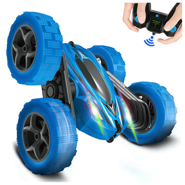 FREE TO FLY Remote Control Car: TPUCARG Double Sided 360Rotating RC Cars with Headlights Rechargeable Race Stunt Toy Car Christm