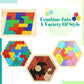 BBTO 4 Pack Wooden Hexagon Puzzle Blocks Geometric Tangram Jigsaw Shape Pattern Block Brain Teaser Toy Russian Blocks Logic Iq Stem Montessori Toy Educational Gift for Intelligence Challenge