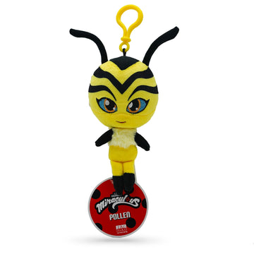 Miraculous Ladybug - Kwami Lifesize Pollen, 5-Inch Bee Plush Clip-On Toys For Kids, Super Soft Collectible Stuffed Toy With Glitter Stitch Eyes And Color Matching Backpack Keychain (Wyncor)