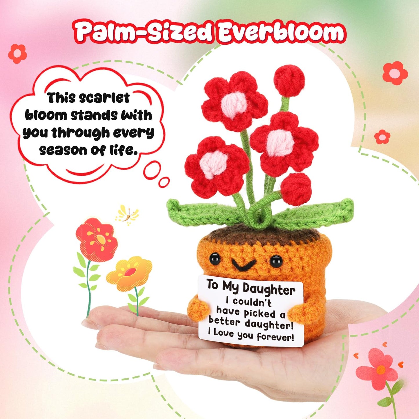 Christmas Birthday Gifts for Daughter from Mom Dad  Stocking Stuffers for Teen Girl Trendy Stuff  Crochet Flower Valentine's Day Gift for 3 4 5 6 7 8 9 10 11 12 Year Old Girls Birthday mature-themed Daughter