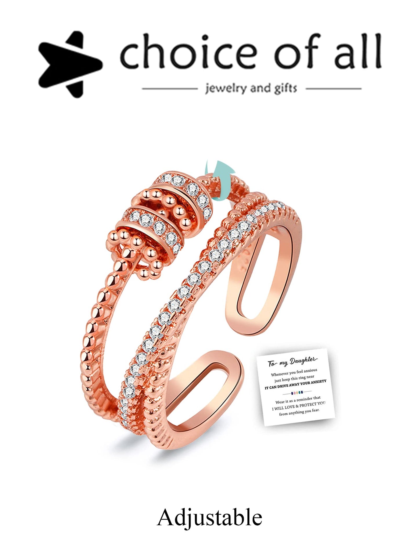 Choice Of All Daughter Gifts From Mom To My Daughter/Wife/Sister/Girlfriend/Mom Fidget Ring Anxiety Spinner Ring For Women Mothe