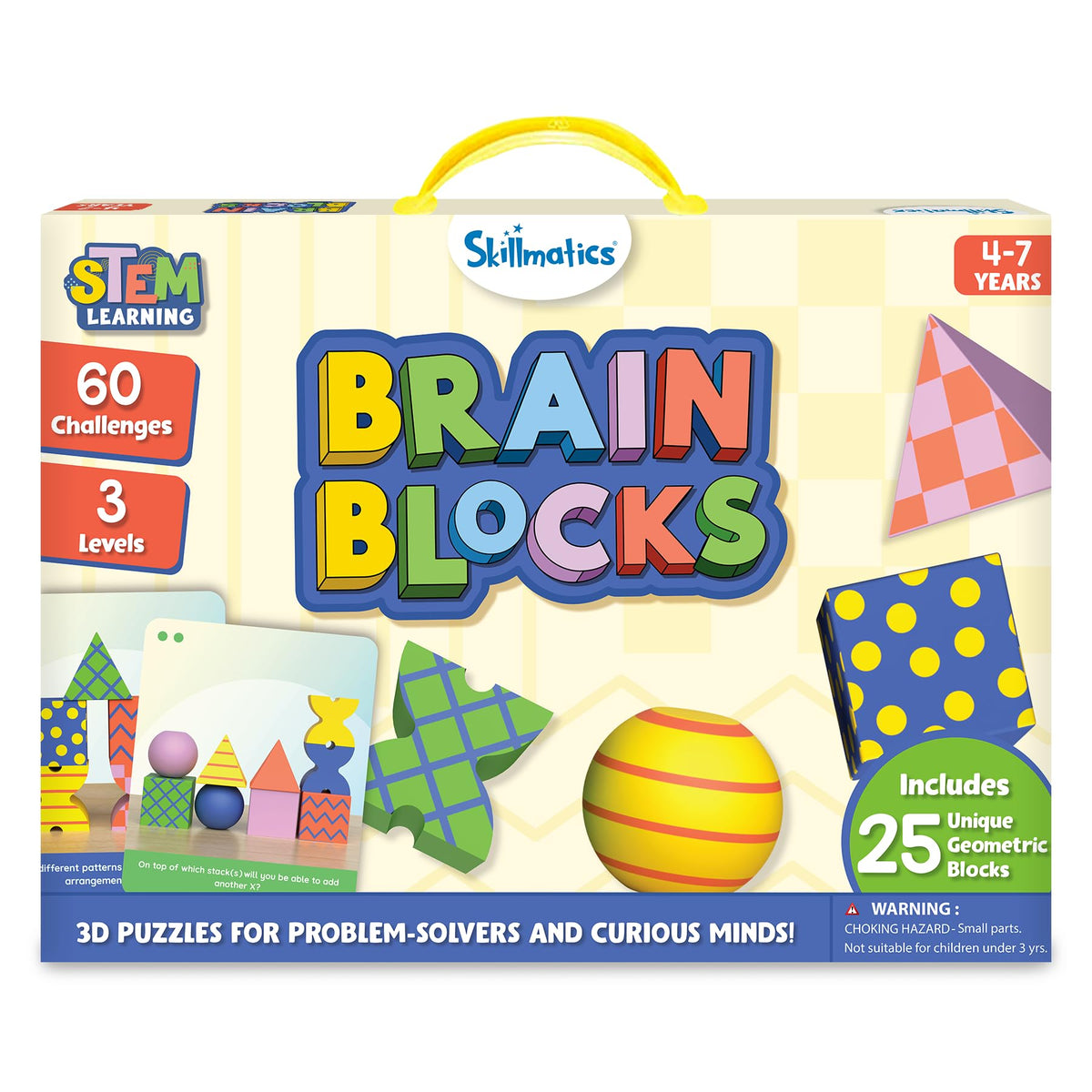 Skillmatics Brain Blocks, 3D Early Stem Building Blocks Game For Kids, Shapes, Balance & Pattern Play, 3 Levels Of Challenge Car