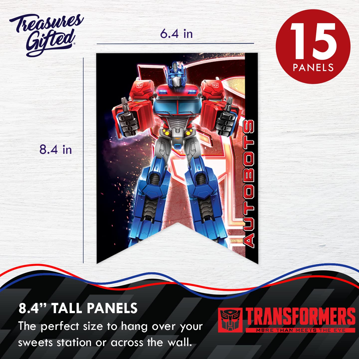 Treasures Gifted Officially Licensed Transformers Birthday Party Supplies - 1 Pre-strung Happy Birthday Banner - Transformers Pa