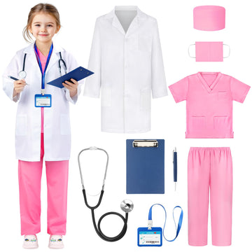 Joycover Doctor Costume For Kids, Kids Scrubs Halloween Costumes For Girls Boys Doctor Dress Up Play Kit