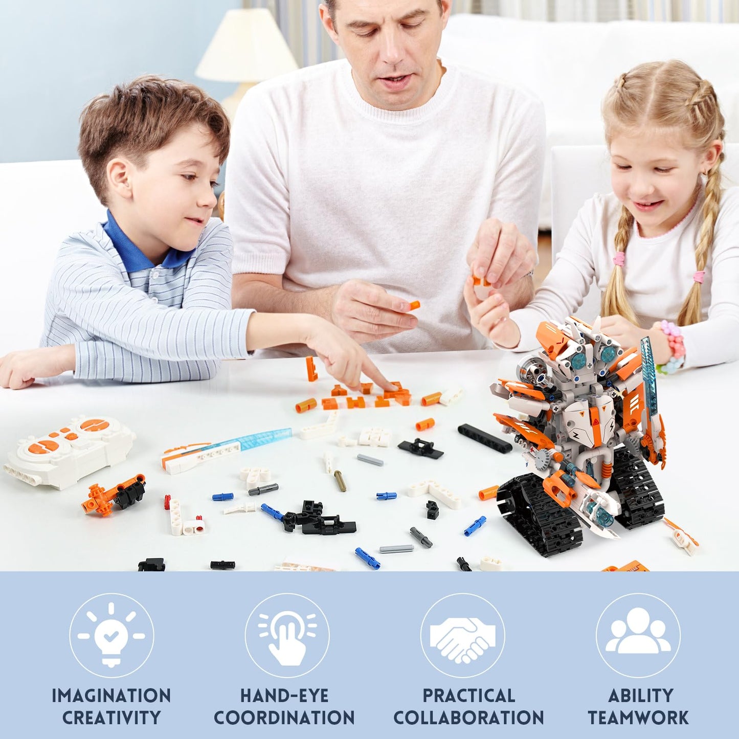 5 In 1 Stem Robot Building Kit, App & Remote Control Robot Rc Toy For Kids, 689 Pcs Building Blocks Set, Diy Engineering Robotic