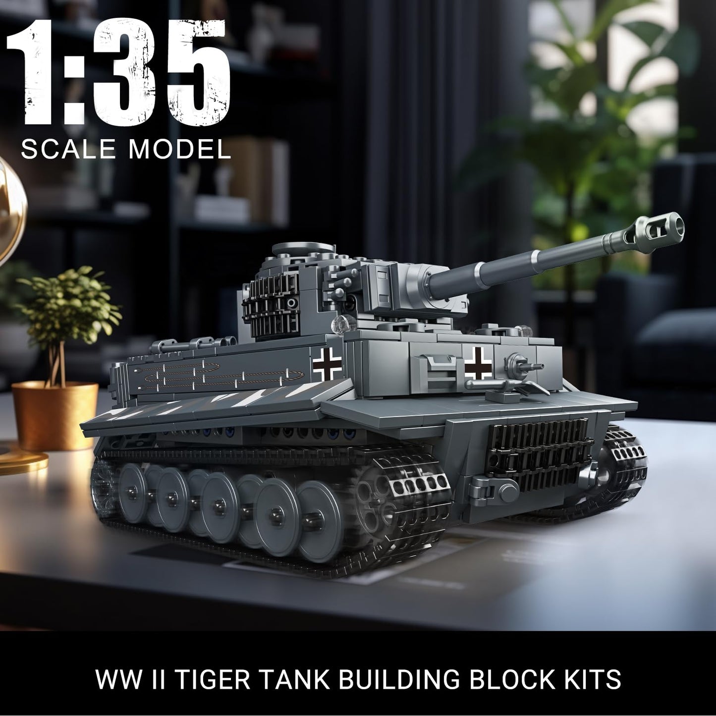 Mould King MOC Tiger Tank Building Blocks Set  Remote APP Control Military Vehicle Construction Block Kits  mature-themed Collectible Model Tanks Sets  Boy Toys for Birthday Gifts(800 Pieces)