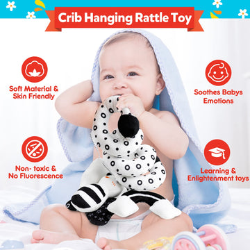 Gkdoms Baby Spiral Hanging Stroller And Car Seat Toys Black And White High Contrast Sensory Toy Newborn Plush Activity Toys Party Favors Quality Gifts For Baby Shower Easter Basket Stuffers -Bee