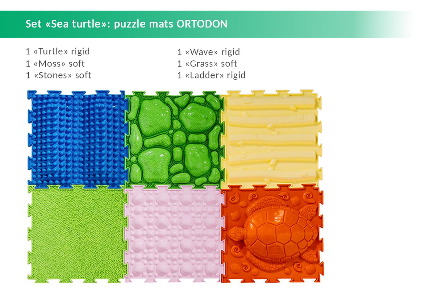 Sea Turtle Multi-Functional Sensory Mat For Autism 6 Pcs Therapy And Play, Featuring Puzzle Tiles And Orthopedic Massage, Module