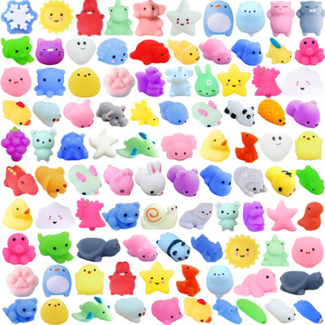 100Pcs Mochi Squishy Toy Individually Wrapped Squishy Toys For Kids Party Favors, Kawaii Squishies Animals Stress Relief Toy For