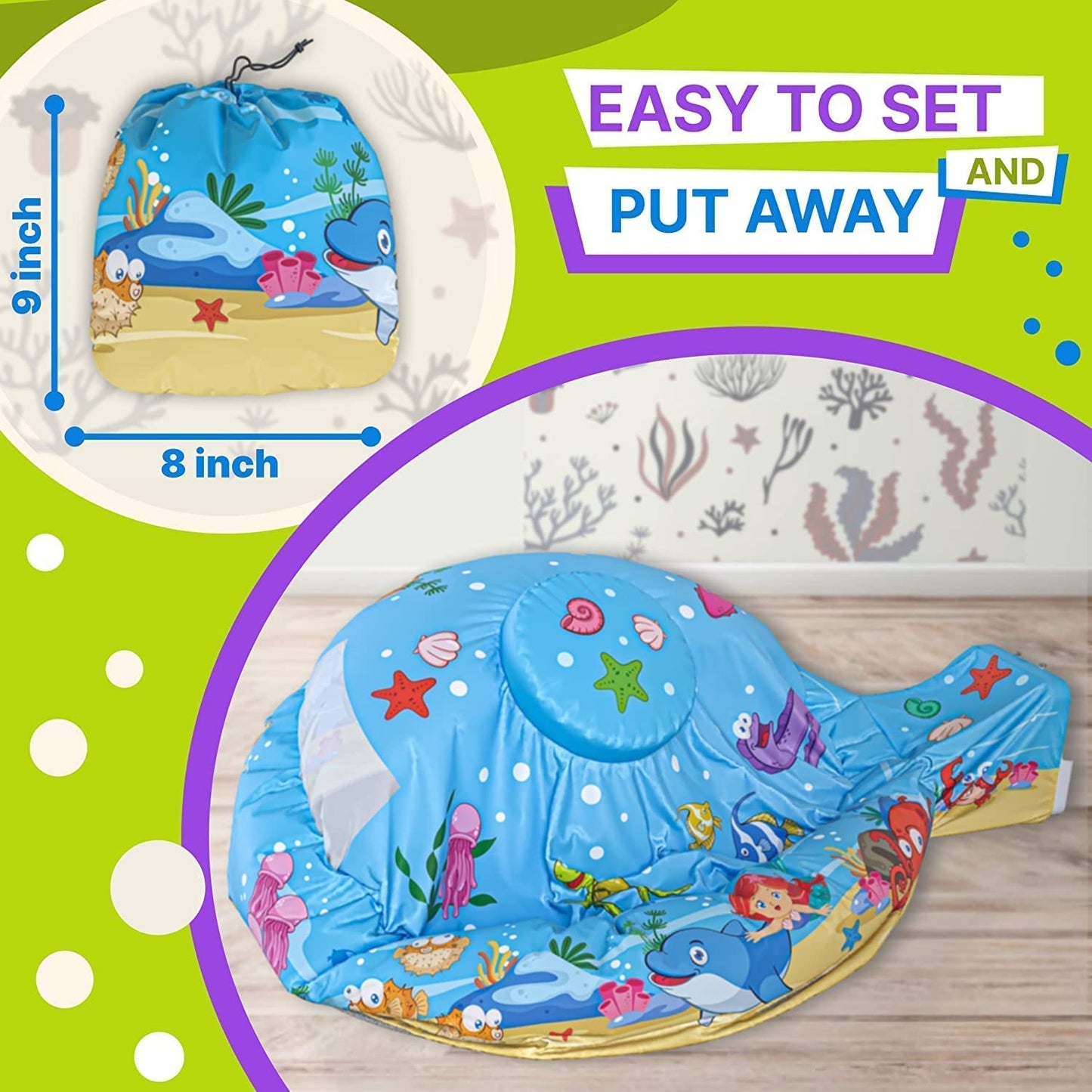 Skywin Air Tent Fort Playhouse for Kids (Ocean) - 2 Pack Classic Inflatable Kids Fort Sets Up and Stores Away in Seconds (Fan NO