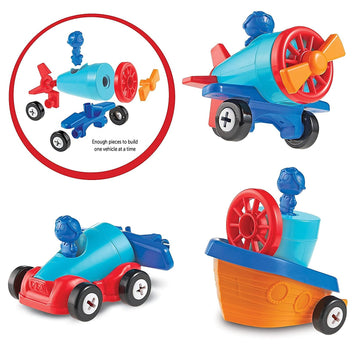 Learning Resources 1-2-3 Build It! Construction Set, 15 Pieces, Large, Multi-color, Model LER2840, Plastic