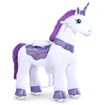 Ponycycle Ride On Unicorn Riding Unicorn Toys With Brake, Essential Model E Interactive Toy Unicorn Gifts For Girls (30' Height/Size 3 For Age 3-5) Riding Horse Ride On Toy Stuffed Animal Purple E313