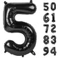 5 Balloon, Black Number Balloon 40 Inch, Black And Black Party Supplies, 5Th Birthday Balloon Decorations, 5 Number Balloons, Nu