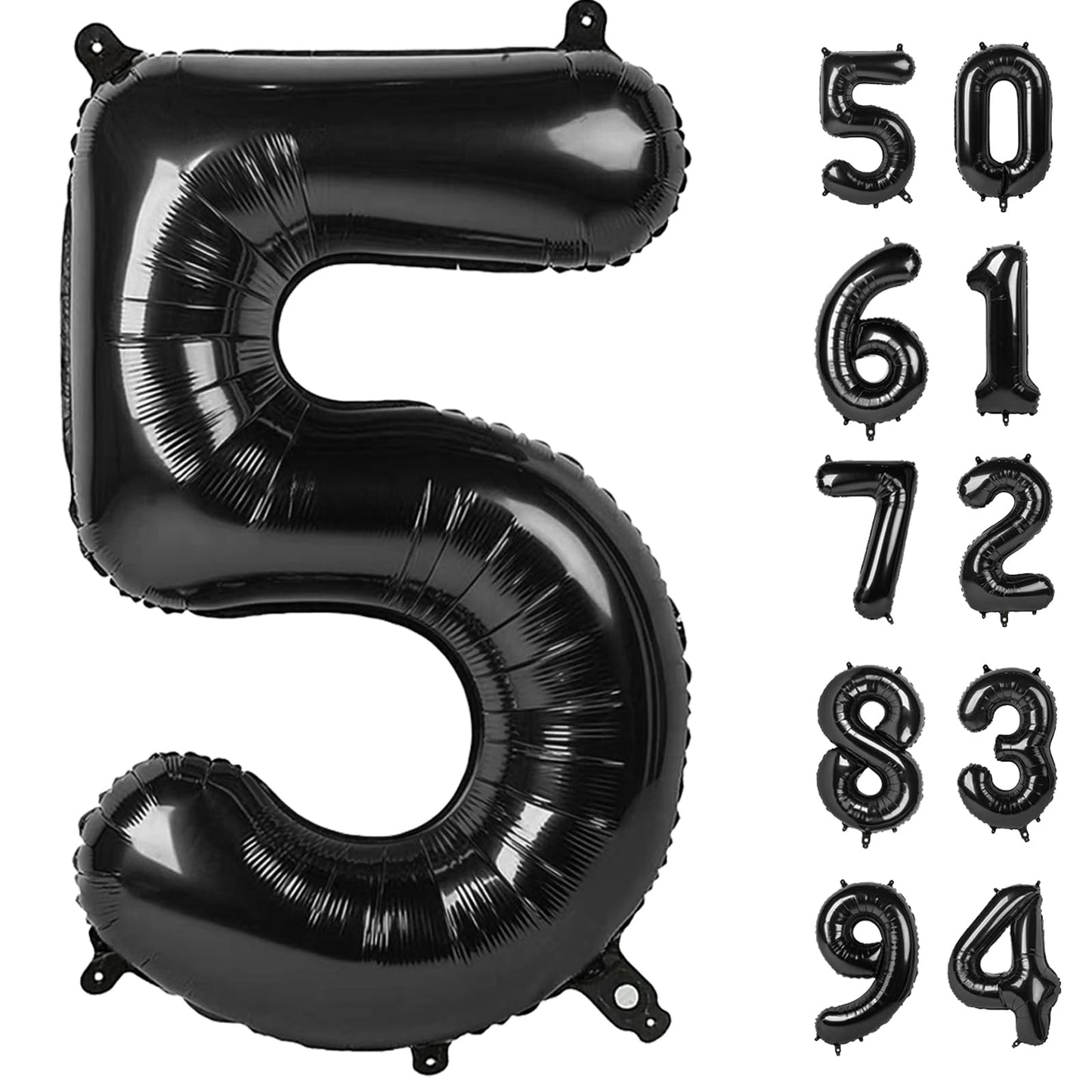 5 Balloon, Black Number Balloon 40 Inch, Black And Black Party Supplies, 5Th Birthday Balloon Decorations, 5 Number Balloons, Nu