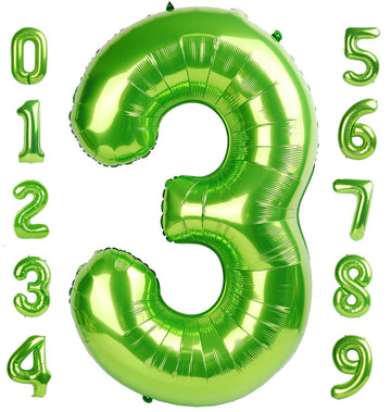 40 Inch Light Green Number 3 & Mini Dinosaur Balloon, 3Rd 3 Years Old Birthday Decorations For Boy, Three Rex Birthday Party Dec