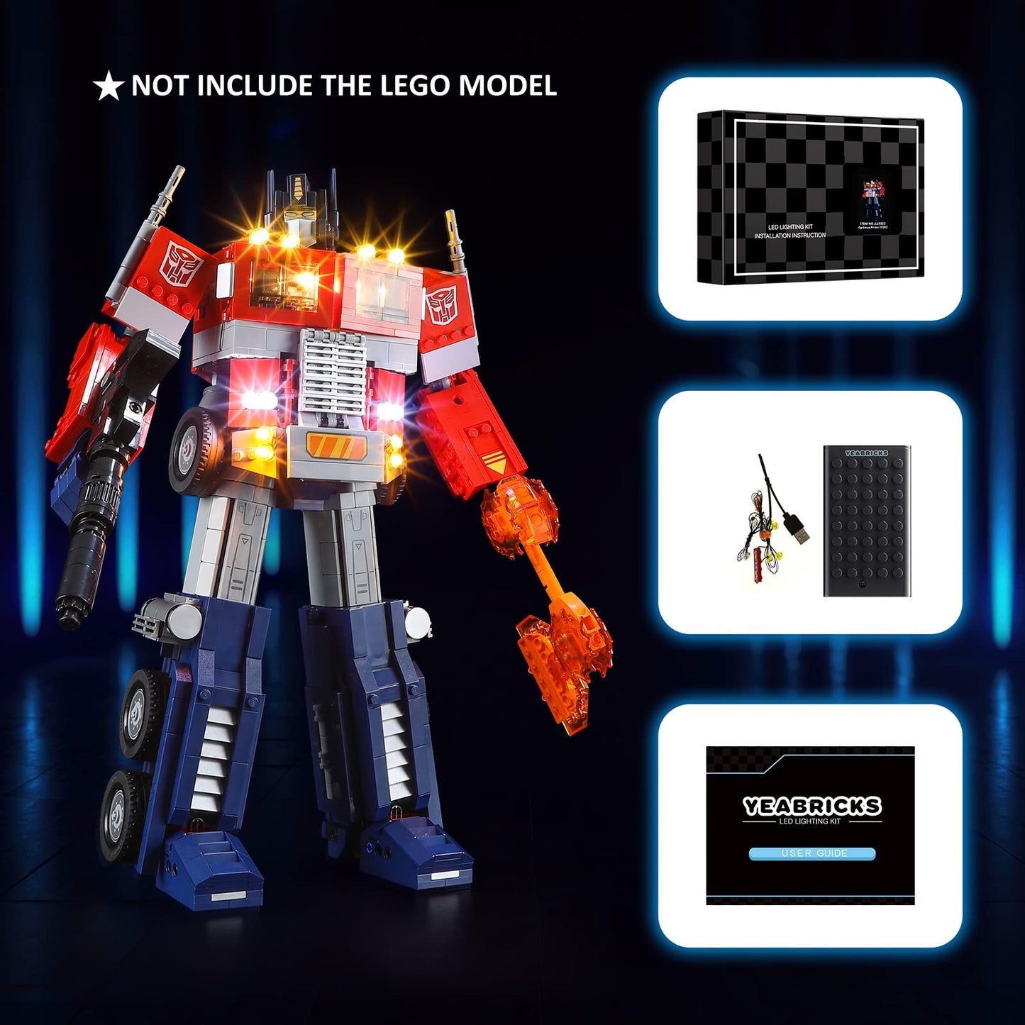 Yeabricks Led Light For Lego 10302 Creator Expert Optimus Prime Building Blocks Model (Lego Set Not Included)