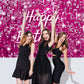 Pink Flash Square Photography Backdrop Hot Pink Happy Birthday Glitter Shinning Sequin Wall Panels Shimmer Wall Background for G