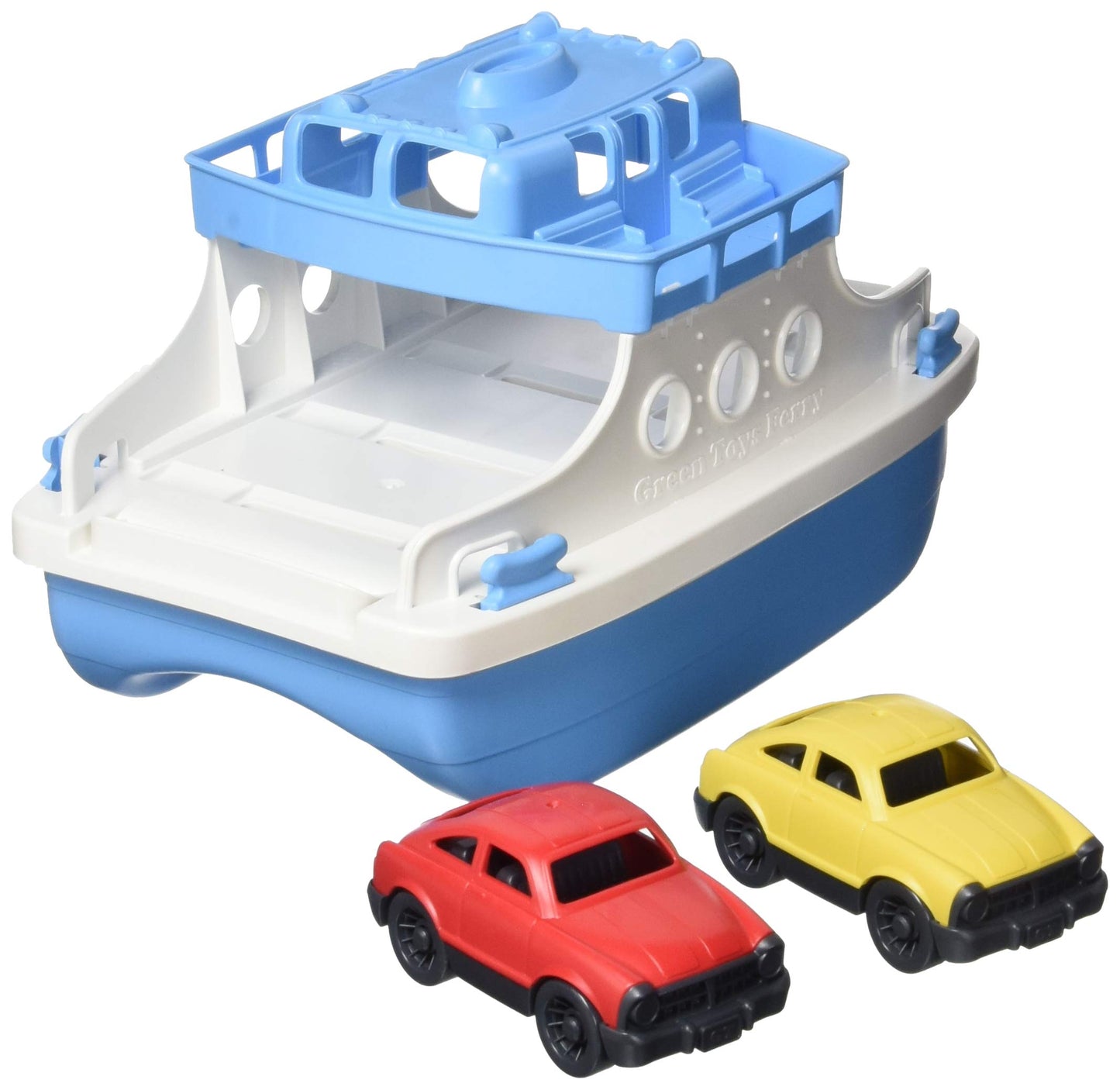 Green Toys Ferry Boat, Blue/White 4C - Pretend Play, Motor Skills, Kids Bath Toy Floating Vehicle. No Bpa, Phthalates, Pvc. Dishwasher Safe, Recycled Plastic, Made In Usa.