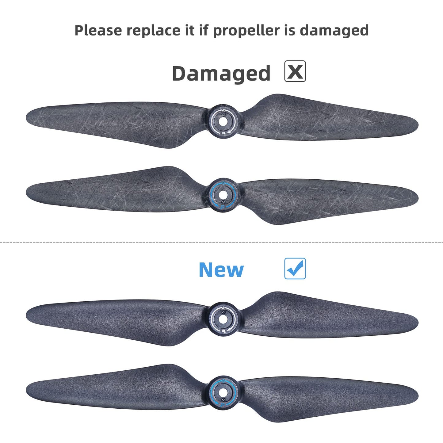 Bwine Drone Blades for Bwine F7, 4 Pcs Original Propeller, RC Drone Quadcopter - Black