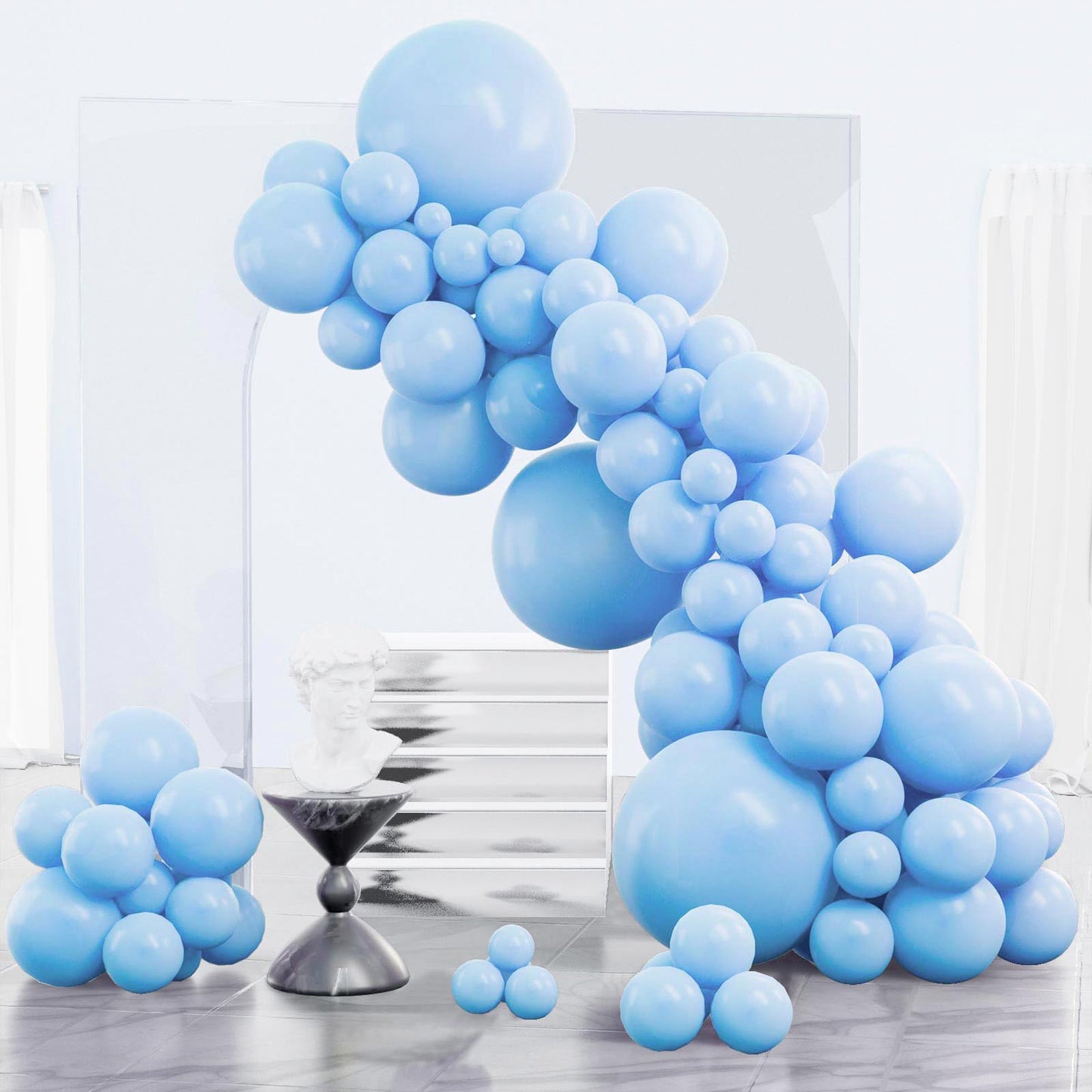 Partywoo Light Blue Balloons, 85 Pcs Matte Blue Balloons Different Sizes Pack Of 18 Inch 12 Inch 10 Inch 5 Inch Blue Balloons For Balloon Garland Balloon Arch As Birthday Party Decorations, Blue-Y4