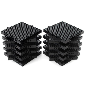 Feleph 18Pcs 5'' Base Brick 16X16 Black Plate 1/3 With Holes And Pin Pixel Art Painting Classic Blocks Compatible With 65803 367