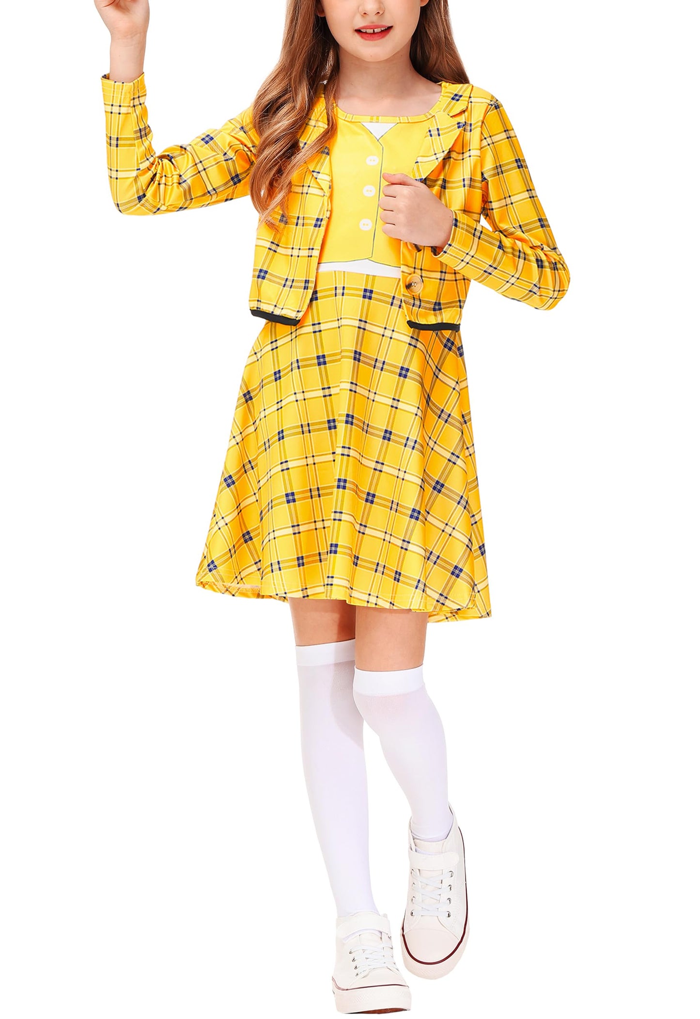 Remimi Schoolgirls Costume Dress Halloween Yellow Plaid Dresses 13-14 Years
