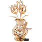 Matashi Valentine'S Day Gift For Her - Flower Bouquet Vase With Dragonfly, Clear Crystal Studded 24K Gold Plated Tabletop Ornament For Women, Mom, Daughter, Friends & Family