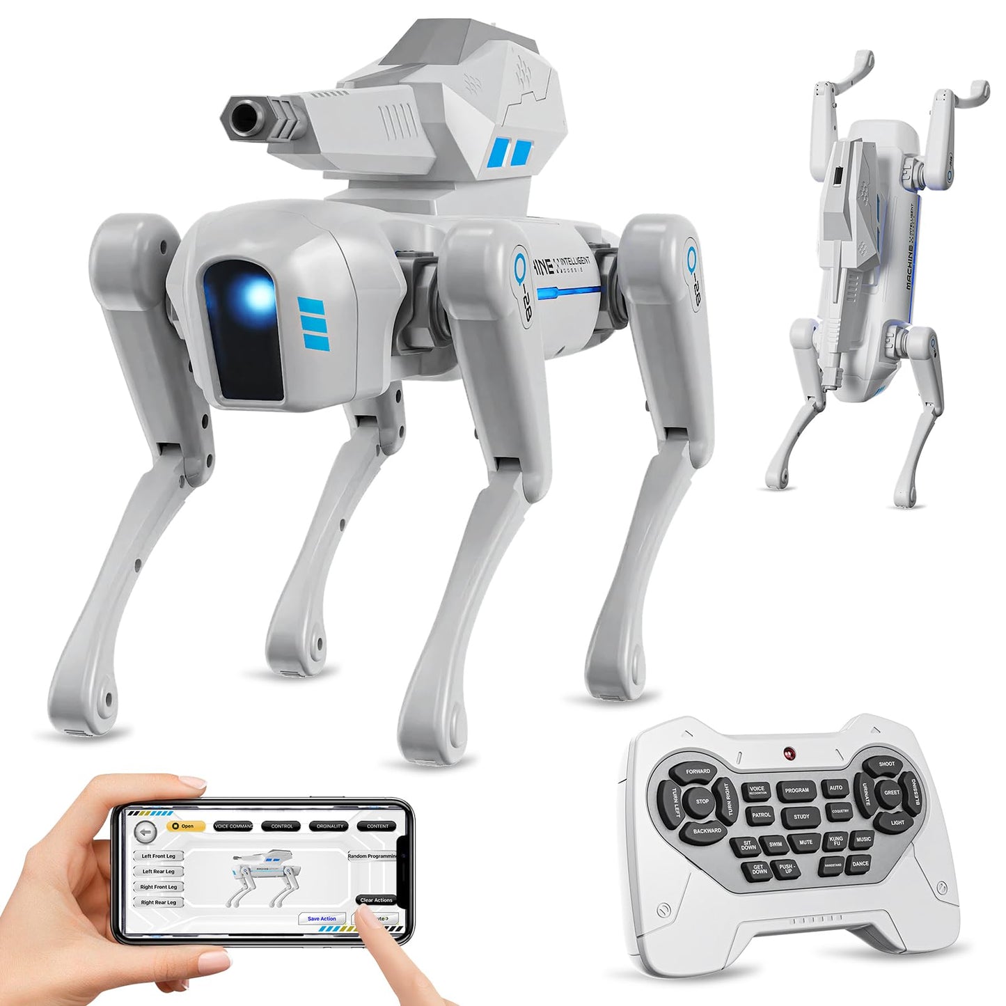 cxjoigxi Smart Robot Dog for Kids, Interactive STEM Robot Pet with Blaster, Voice & Remote Control, App Programming, 30+ Actions