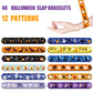 CCINEE 48pcs Halloween Slap Bracelets,Kids Snap Bracelet Wristbands with Assorted Bulk Pumpkin Zombie Skull Ghost Witches for Tr