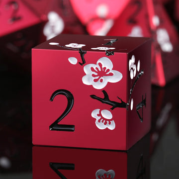 Matt Red DND Metal Dice, DNDND 7 PCS Heavy Metallic D&D Dice Set with Grogeous Gift Case for Dungeons and Dragon Tabletop Game (