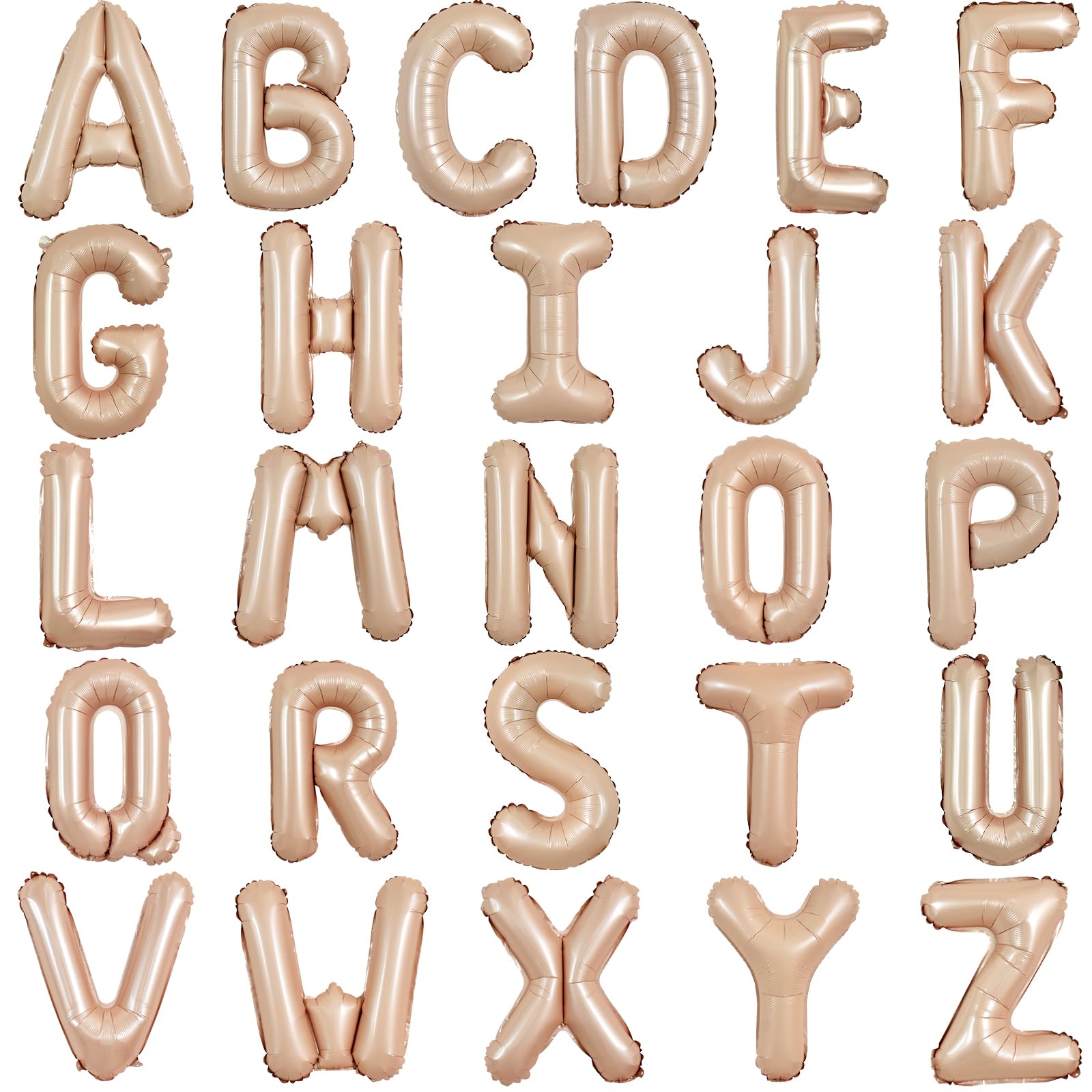 TONIFUL 52 Pieces 16 Inch Light Brown Letter A-Z Balloons,Custom Phrase Mylar Foil Alphabet Letter DIY Personalized Phrase Banne