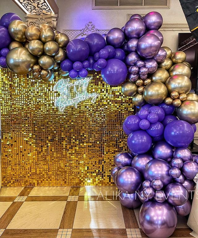 Purple Balloons In Different Sizes 5 10 12 18Inch-134Pcs Metallic Chrome Purple Balloons For Garland Arch