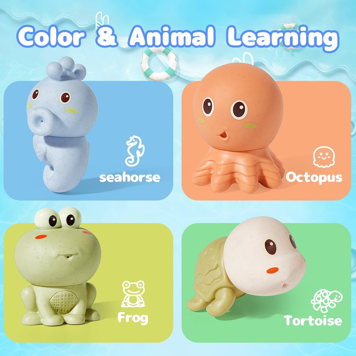 Amchsuri Mold Free Animal Bath Toys For Toddlers/ Infants 6 - 12- 18 Months, Non Toxic Baby Bath Toys, Bath Toys For Kids Ages 1-3