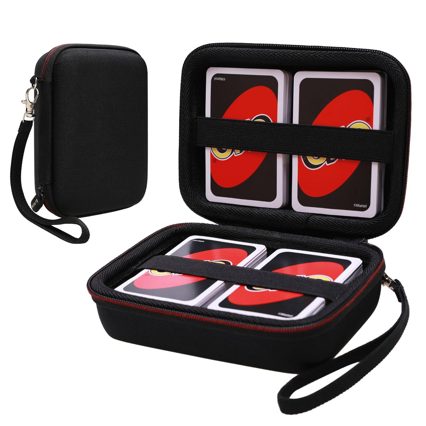 Ltgem Travel Cards Hard Case,Ptcg Trading Cards,Can Accommodate 300+Game Cards,Compatible Classic Game Cards Such As Pokemon/Uno Etc,Travel Protection Storage Bag(Black)