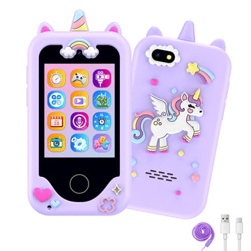 Kids Phone For Girls,Christmas Birthday Gifts For 3 4 5 6 7 8 Years Old Girls,Touchscreen Learning Toys For Girls Age 3-11 With