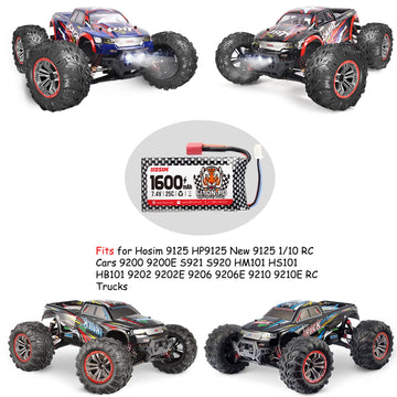 Hosim 7.4V 1600mAh 25-DJ02 RC Car LiPo Battery & USB, Spare Replacement Parts Assessory S920 9125 HB101/HM101/HM103/HM121/HM124/