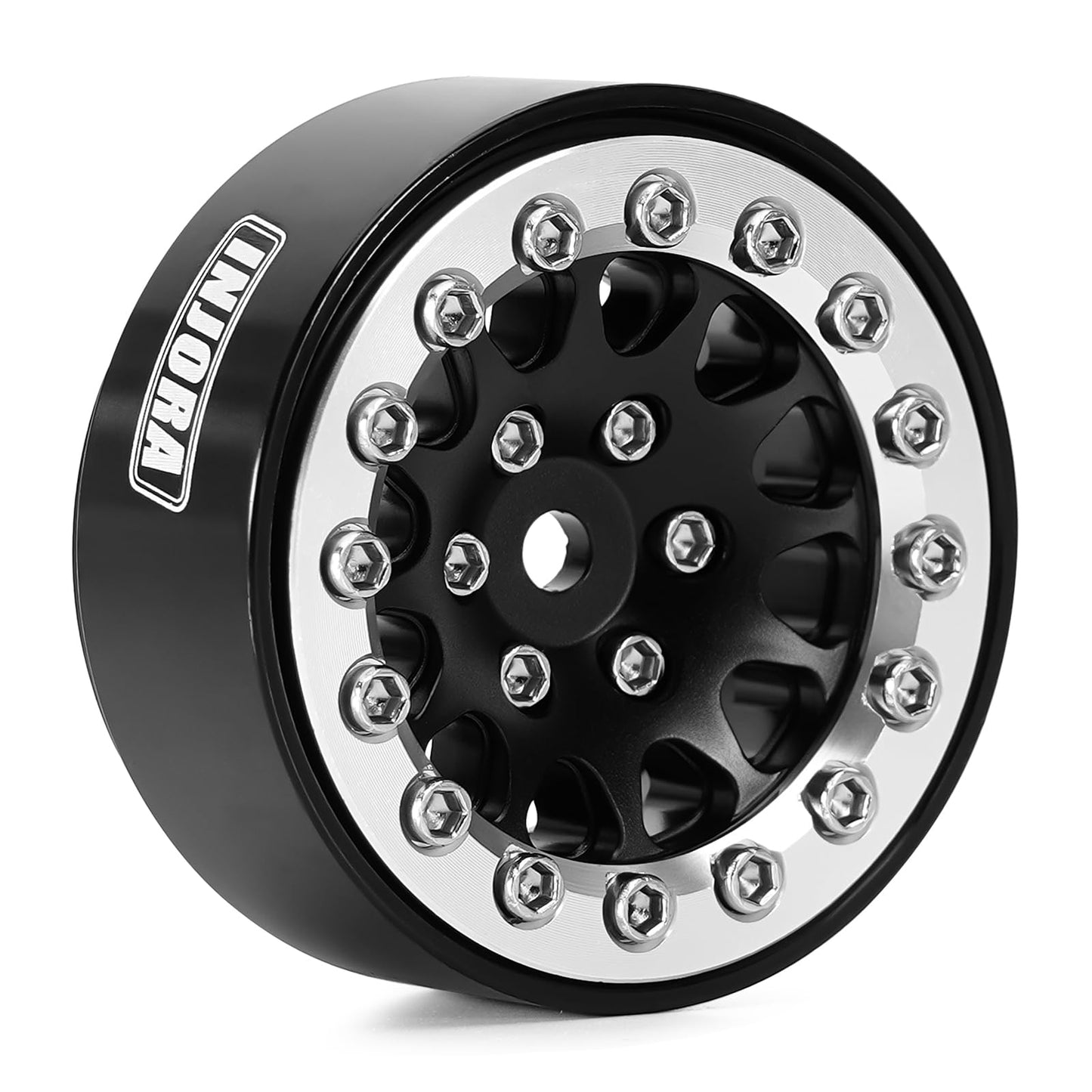 Injora 1.3'' Aluminium Beadlock Wheels For Trx4M Scx24 1/24 1/18 Rc Crawler Upgrade(Sliver Black)