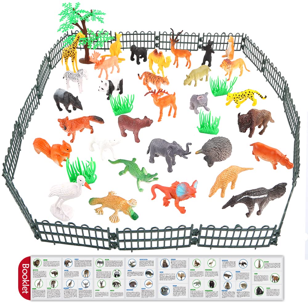 ValeforToy 54-Piece Mini Jungle Animal Figure Set, Realistic PVC Toys for Kids, Multicolor, Learning Party Favors