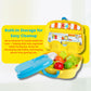 OLEOCA Toddler Kitchen Playset - 25 Piece Portable Set, Toy Food & Utensils, Easy Storage, Blue and Coral, 10.47 x 3.74 x 8