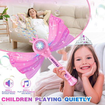 Aooess Bubble Wands For Kids Toys For 3 4 5 6 Years Old Girls: Light Up Bubble Wand Outdoor Toys For Girls Ages 4-8 Bubble Party