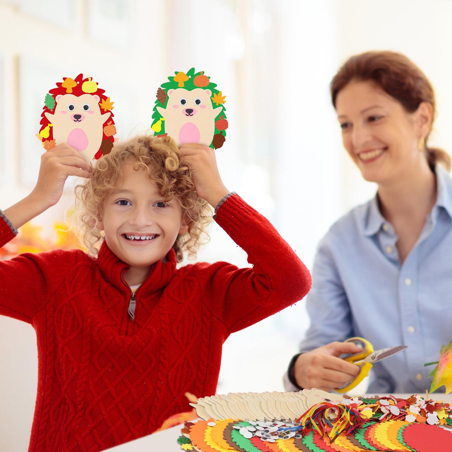 Fennoral 24 Pack Hedgehog Craft Kits For Kids Make You Hedgehog Foam Stickers Diy Autumn Art And Craft For Boys Girls Party Supp