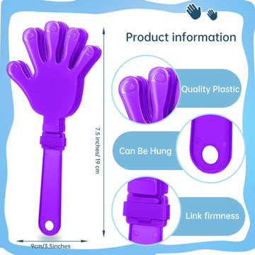 Zcysrlqin 12 Pcs Lilac Purple Hand Clappers 7.5 Inch Clappers Noisemakers Noise Makers Party Favors Plastic Clapper Sporting Eve