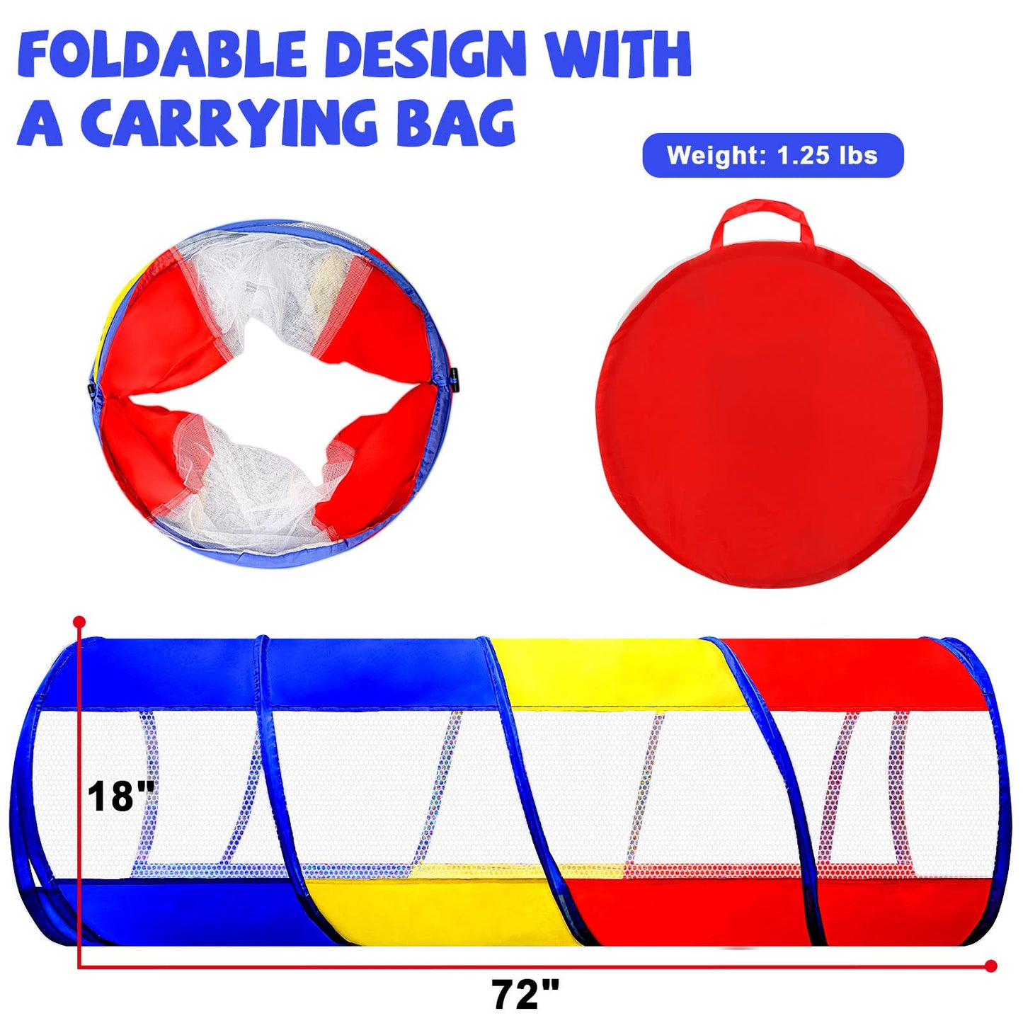 Kids Play Tunnel For Toddlers 1-3, 6 Foot Baby With 2 Mesh Sides Pop Up Crawling Toys 1 3 4 Year Old Girl Boy Birthday Gift, Indoor Outdoor Toddler Children Or Dog