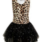 Eqsjiu 9-10 Years Ballet Leotards For Girls With Sparkly Black Skirt Dance Dress Gold Leopard Princess Dress