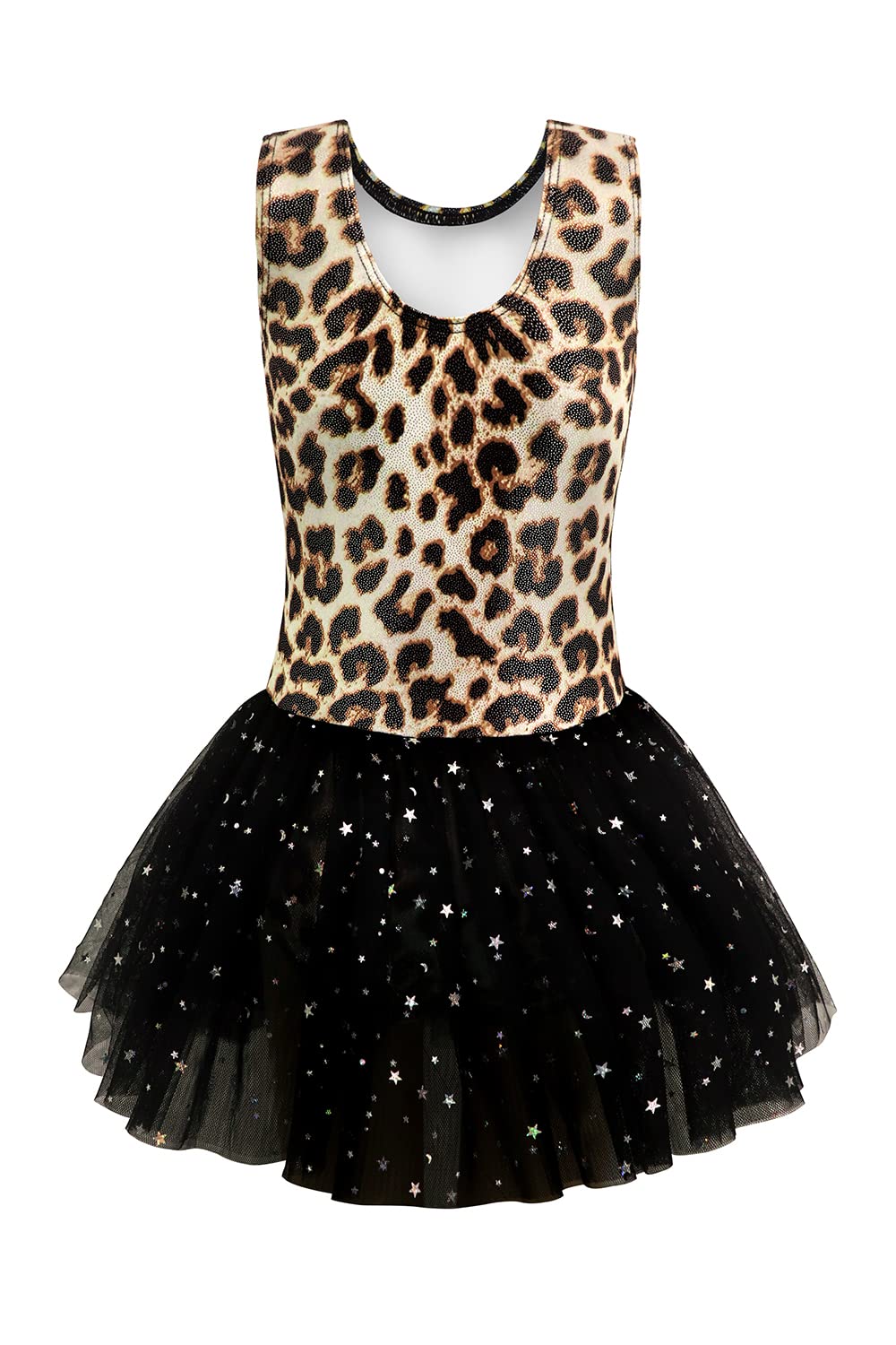 Eqsjiu 9-10 Years Ballet Leotards For Girls With Sparkly Black Skirt Dance Dress Gold Leopard Princess Dress