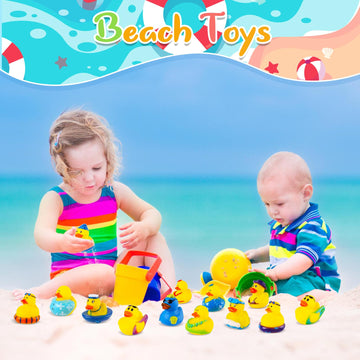 24 Pack Summer Rubber Ducks Jeep Ducks For Ducking Assorted Beach Ducks For Jeeps Duckies Games Bulk Ducks For Summer Holiday Pa