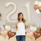 Biapian 40 Inch Cream Number 21 Balloons, 8Pcs Large Foil Number 2 & 1 Balloons With 18'' Cream White Heart Balloon For 21St Yea