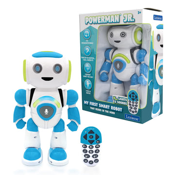 Lexibook - Powerman Jr. Smart Interactive Toy That Reads In The Mind Toy For Kids Dancing Plays Music Animal Quiz Stem Programmable Remote Control Boy Robot Junior Green/Blue - Rob20En