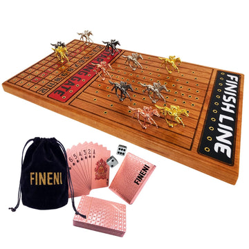 Fineni Horse Racing Game For Adults, Horse Race Board Game With 11 Luxurious Metal Horses (Gold, Silver, Black, Rose Gold), 22  
